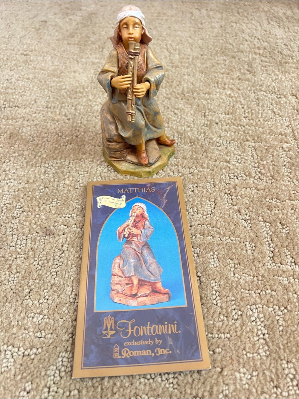 Fontanini Matthias Resin Shepherd Figurine in Brown and Cream
